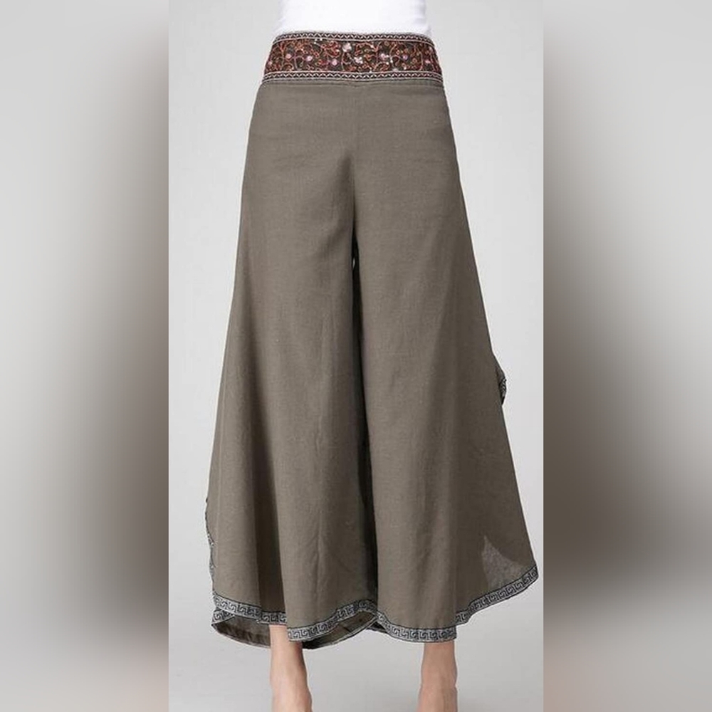 Womens Comfy Stretch Cargo Pocket Trousers Palazzo Pants